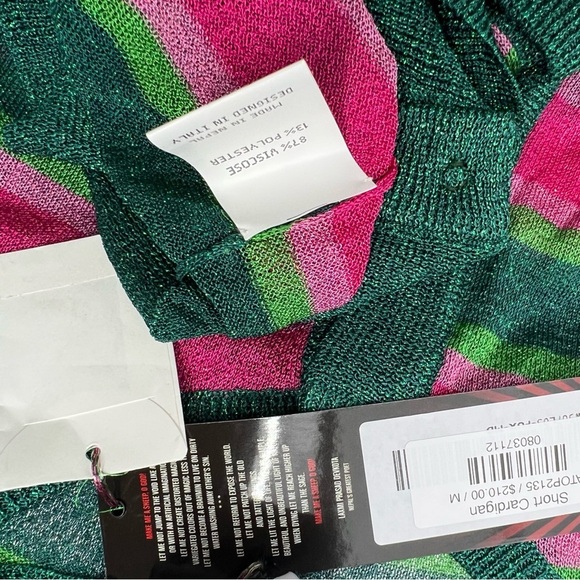 NWT Happy Sheep Christmas Ugly Sweater Glitter Metallic Striped Light Cardigan M - Picture 6 of 8